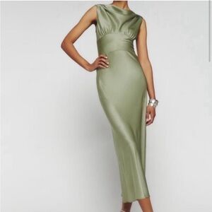 Reformation Dessa Silk Slip Dress in Artichoke Size 6 NWT